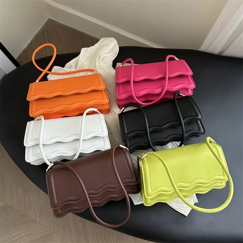Cross-border bag women's bag autumn and winter new fashion solid color PU shoulder bag western style beautiful lace underarm bag