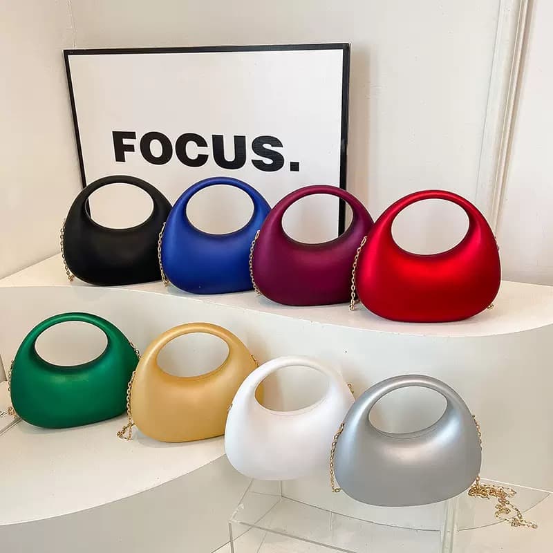 Acrylic Bag New Gold Handbag Cross-Border Trend Crescent Box Bag Chain Shoulder Crossbody Bag