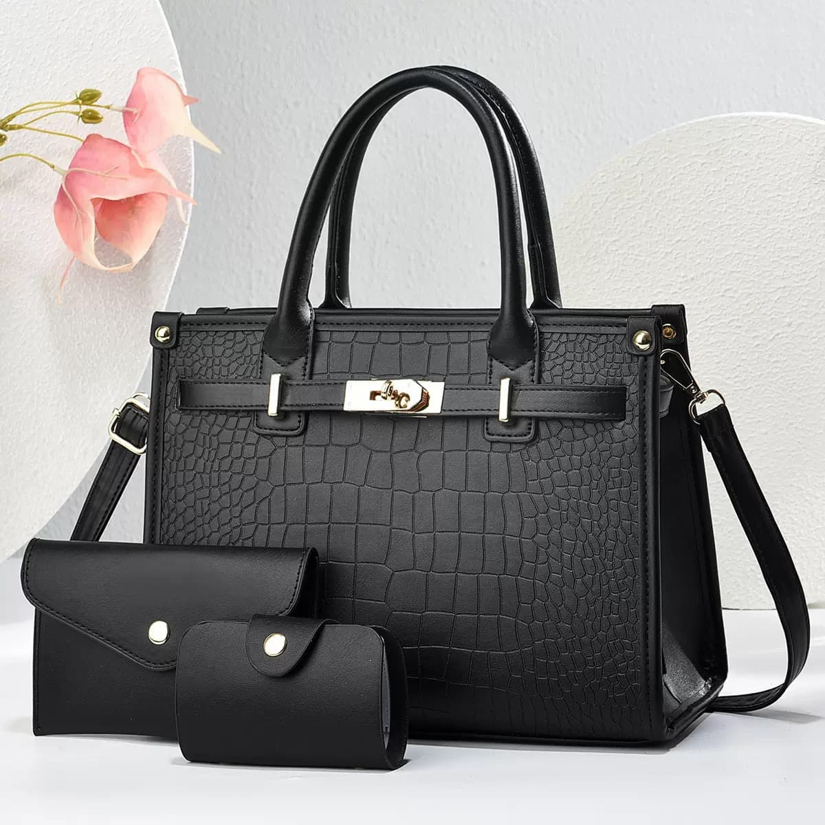 Crocodile Pattern Single Shoulder Large Bag, Fashionable Crossbody Bag, Elegant Middle-Aged Handbag, Birthday Gift, High-Quality Crocodile Pattern