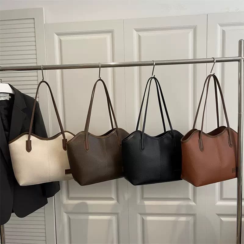 Large Capacity Tote Bag New Casual Shoulder Bag Retro Trendy Versatile Handbag Bucket Bag