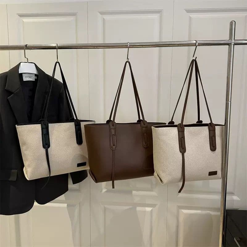 Casual Large-Capacity Bag Women's Bag Spring and Summer New Versatile Canvas Bag Commuter Shoulder Bag Simple Tote Bag