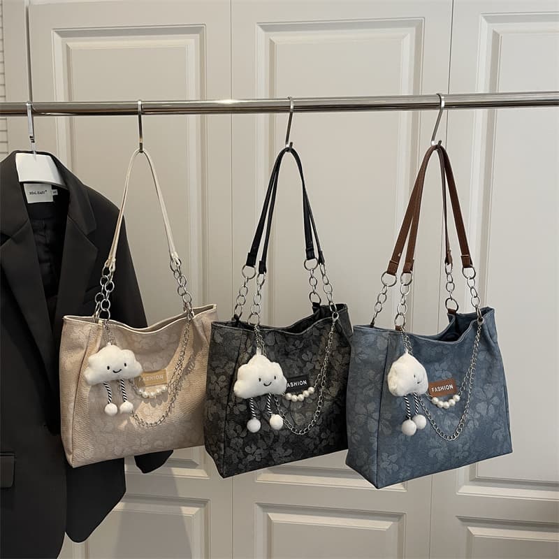 Cross-Border New Wholesale Korean Style Student Class Bag Women's Simple Fashion Shoulder Bag Large Capacity Commuter Tote Bag