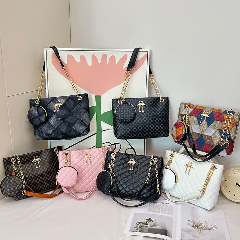 Large capacity Mummy bag new bag cross-border wholesale women's bag two-piece shoulder bag printed rhombus bag