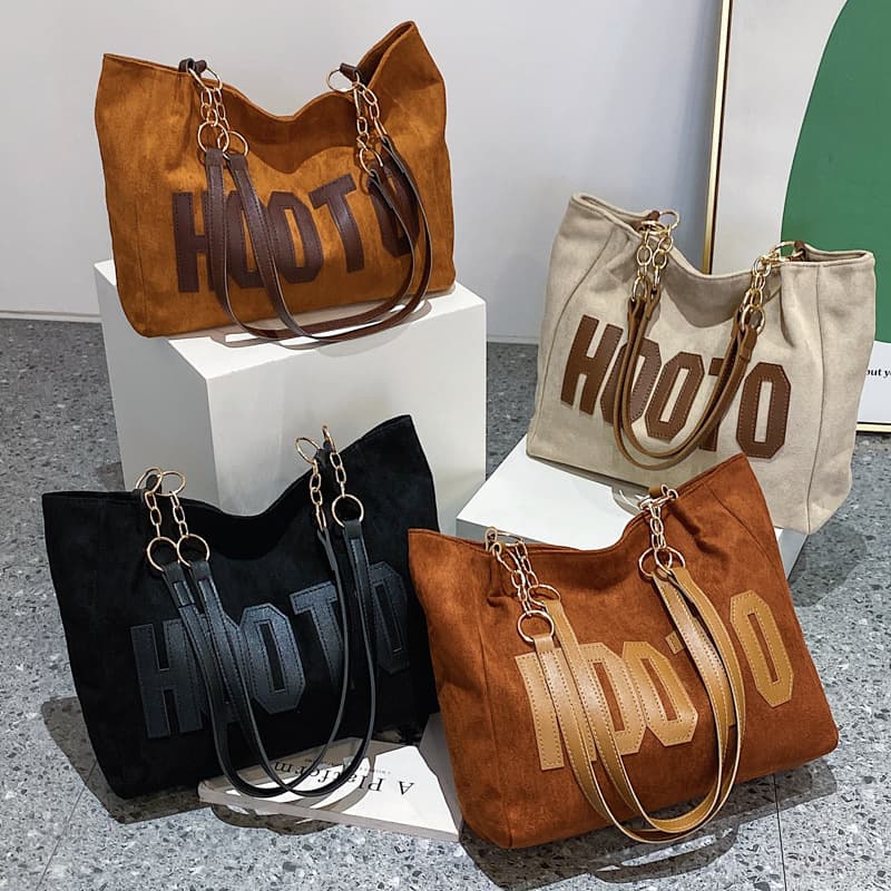 Large-Capacity Bag for Women Autum New Korean Letter Shoulder Bag Casual Simple Commuter Satchel Tote Bag