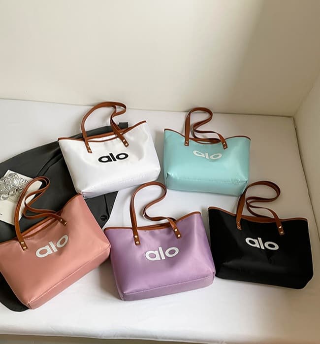 Alo Cross-Border Yoga Shoulder Canvas Bag Women's Large Capacity Tote Bag Shopping Bag Sports Leisure Trendy Fitness Bag