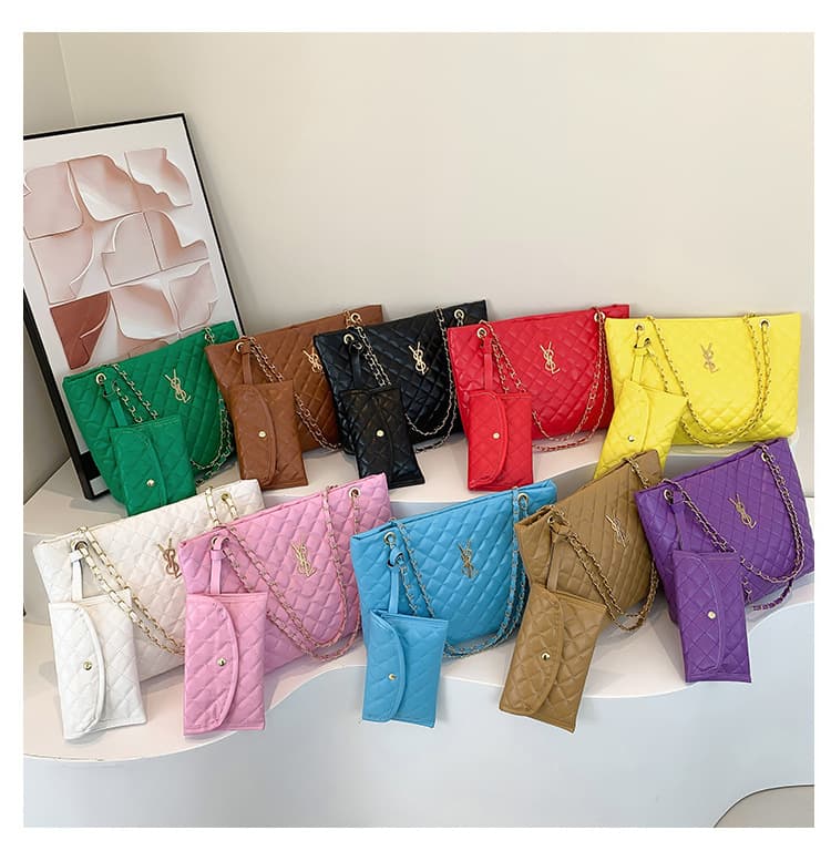 Large-Capacity Bag, New High-End Fashion Trend, Small Bag, Shoulder Bag, Simple Rhombus Chain Tote Bag