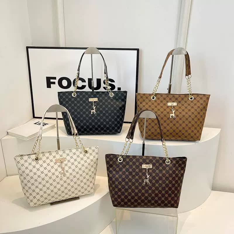 Autumn and Winter New Vintage Pattern Handbag, Large Capacity Shoulder Tote Bag for Women, Supports Bulk Mixed Wholesale