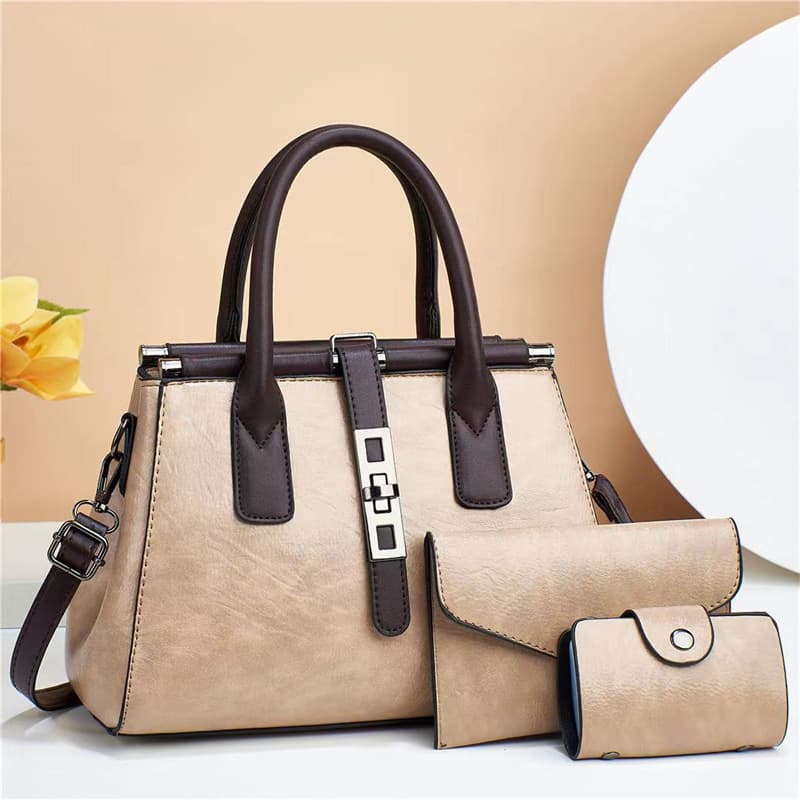 Women's Bag Set with Contrasting Colors, Vintage Single Shoulder Crossbody Bag, Stylish Foreign Trade Handbag, Women's Tote Set