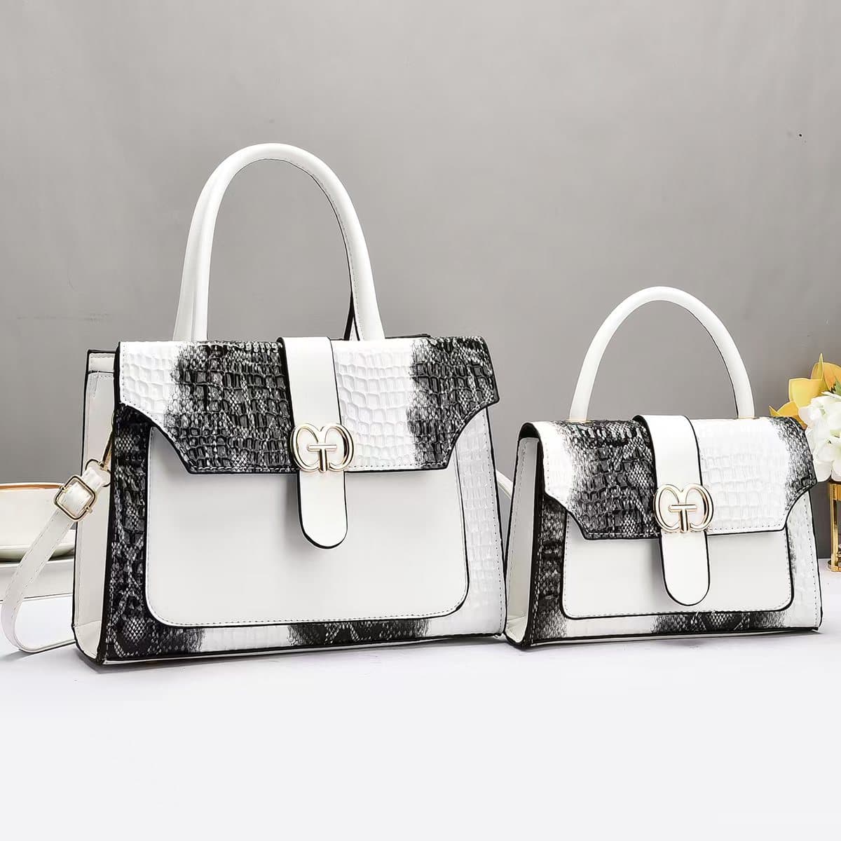 Two-Piece Set of Mother-In-Law Bags, New Splicing Texture Large-Capacity Handbags, Casual Crossbody Shoulder Bags, Handbags