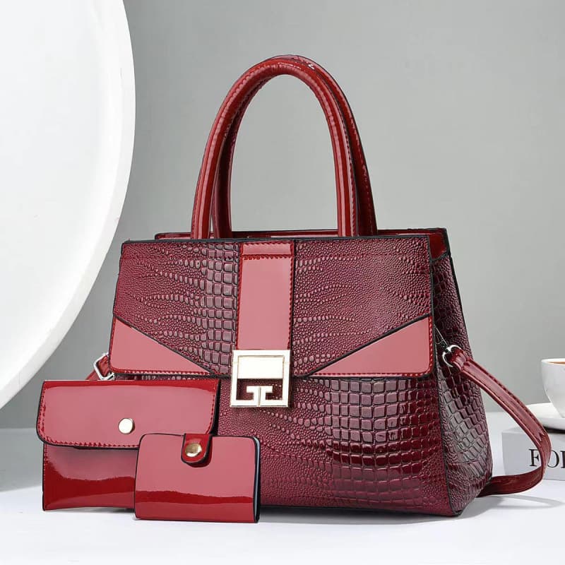 Stone Pattern Handbag Bag Mother-In-Law Bag Three-Piece Set Large Elegant Women's Bag Shoulder Bag Cross-Border Export Bags