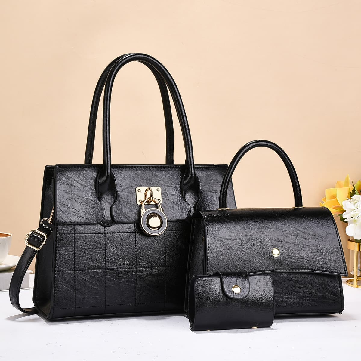 Casual Women's Bag Cross-border Style Retro Messager Bag Spring New Combination Bag Three-piece Set Large Capacity Handbag