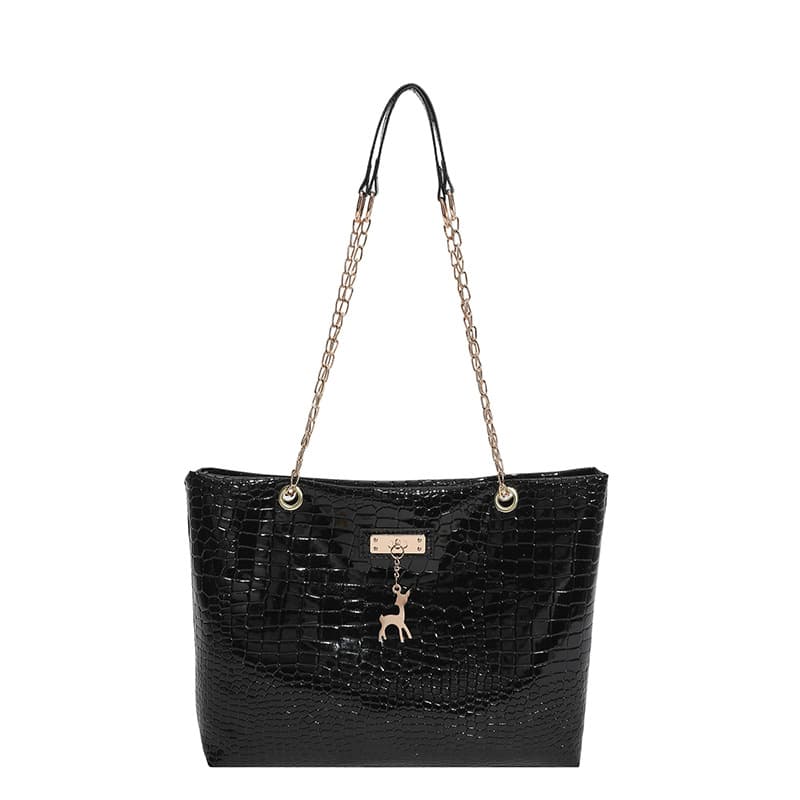 Crocodile pattern large capacity Tott bag female senior feeling retro fashion hand bill shoulder bag wild plush