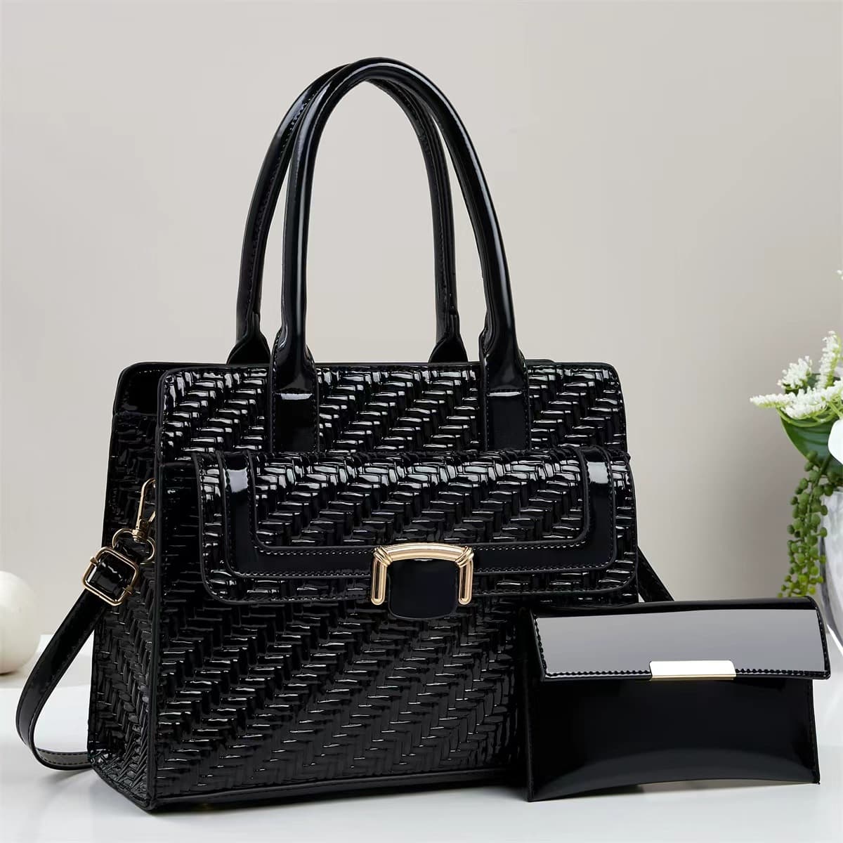 Two-piece carrier striped design large capacity handbag casual communication shoulder bag Messenger bag cross-border Bags