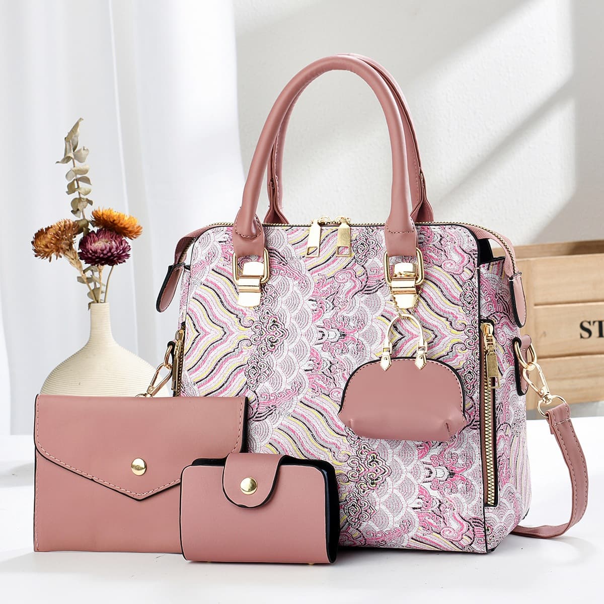 Cross-Border Hot-Selling Women's Bags, New Fashion Shoulder Crossbody Bags, Portable Versatile Mother Bags, Multi-Piece Sets of Women's Crossbody Bags