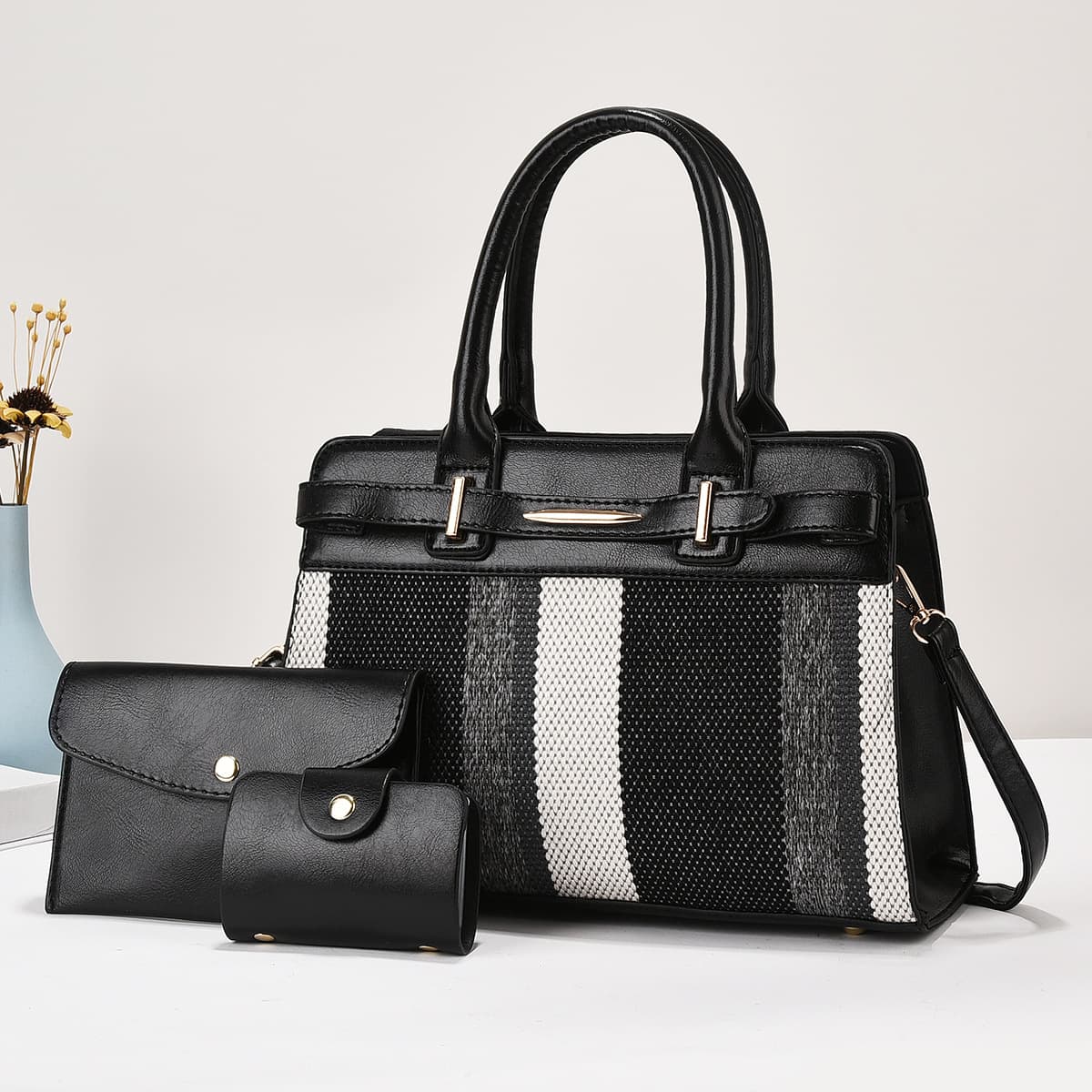 Cross-border Hot-selling Large-capacity High-end Printed Colorblock Women's Bag Internet-famous Foreign-style Three-piece Crossbody Simple Women's Bag