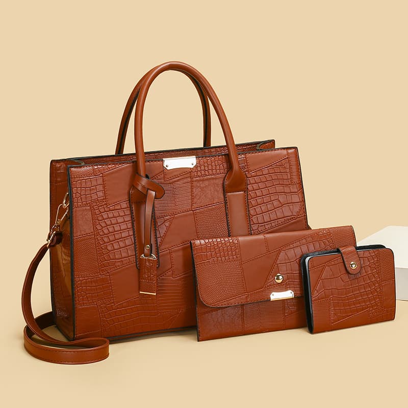 Foreign Trade Wholesale Cross-Border New Women's Bag Embossed Women's Shoulder Bag Three-Piece Set Portable Crossbody Bag Trendy