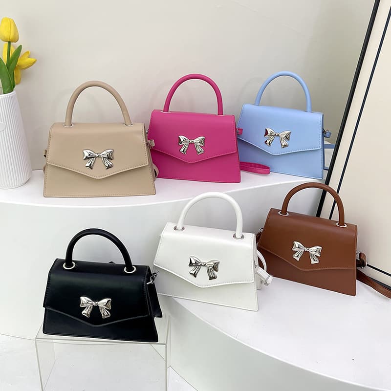 Bow Fashion Summer Aesthetic New Casual Foreign Style Gentle Portable Shoulder Crossbody Women's Small Square Bag