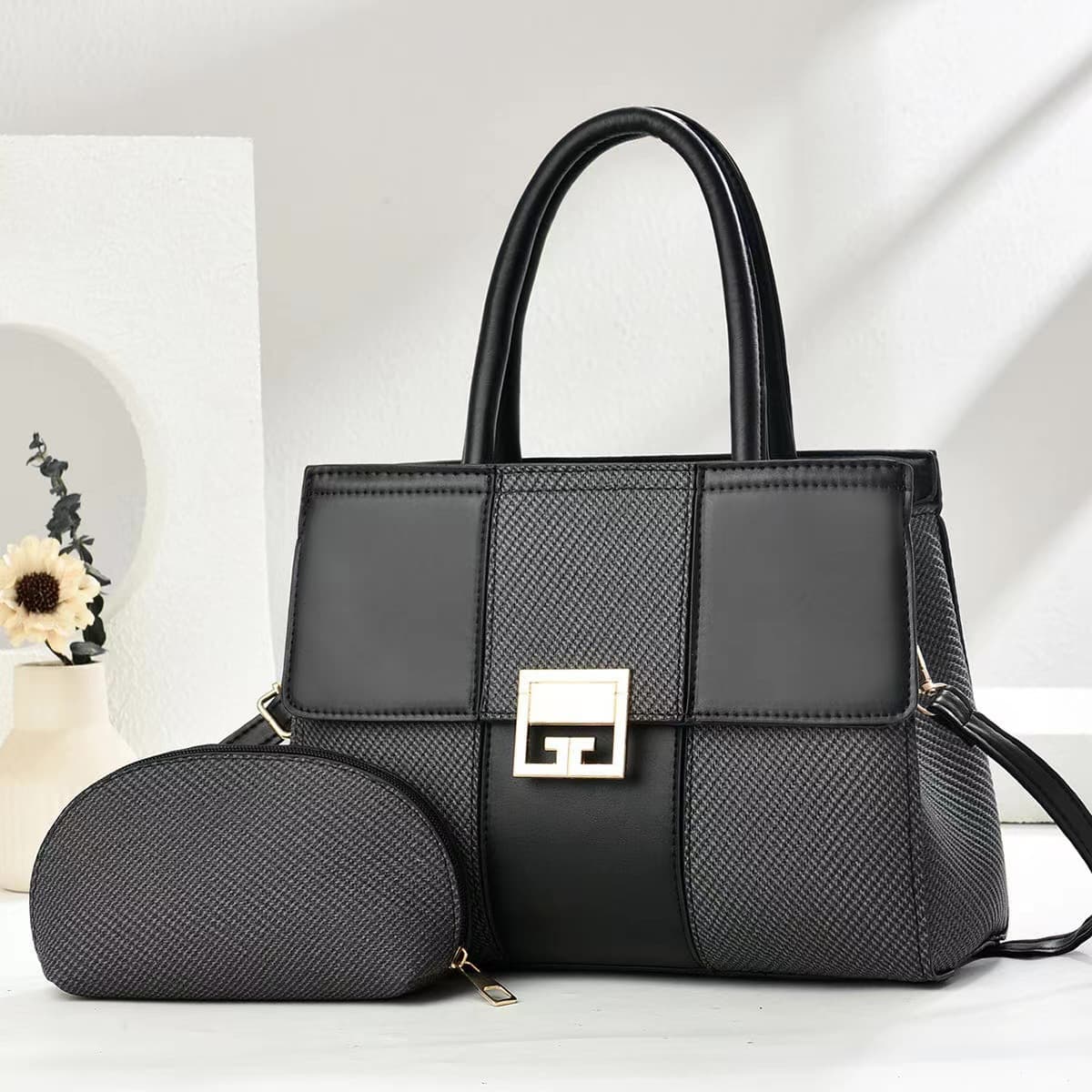 Handbags ladies handbag tide stitching shoulder big capacity wild communication women's bag two-piece carrier