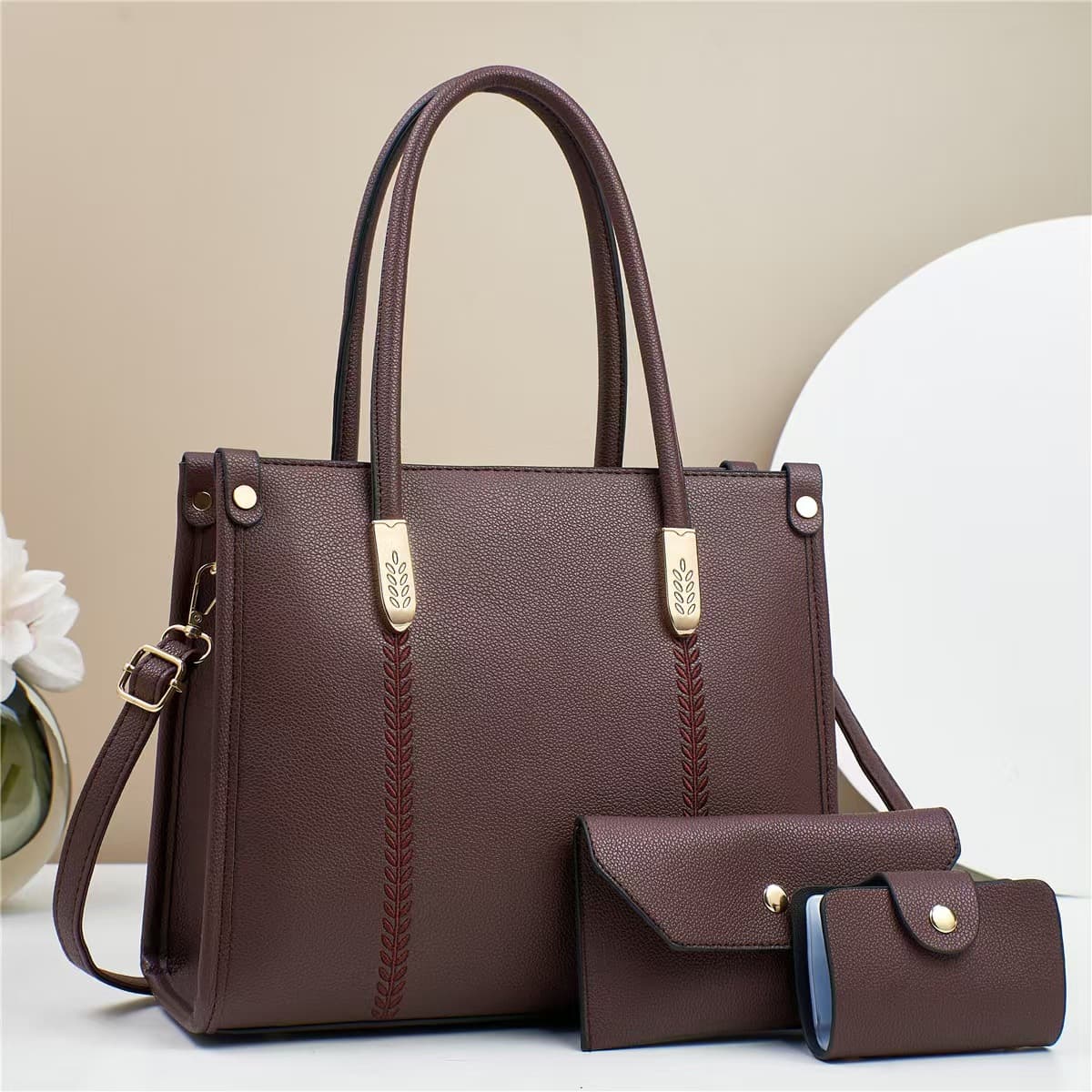 Factory new direct sales large capacity ladies tote bag three-piece fashion versatile shoulder bag high texture messenger bag