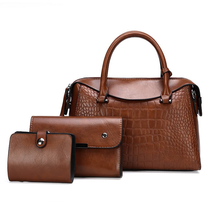 Cross-Border Bags for Women New Retro Women's Bags Fashionable Mother-In-Law Satchel Crocodile Pattern Handbags Shoulder Bags Export