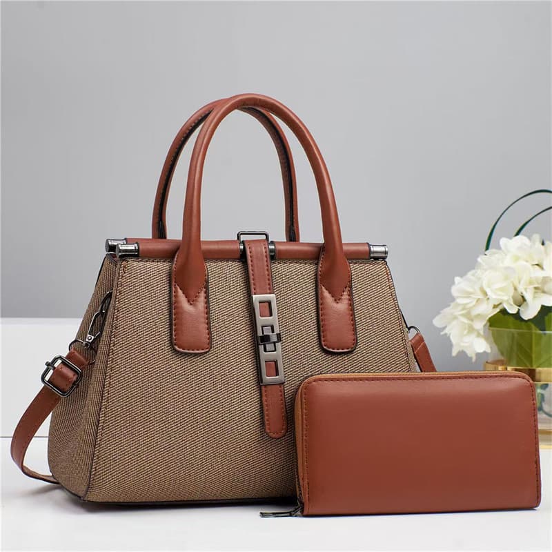 High-End Women's Bag, Foreign Trade Hot-Selling Large-Capacity Handbag Three-Piece Set, New Style Leather Women's Bag, Fashionable and Trendy