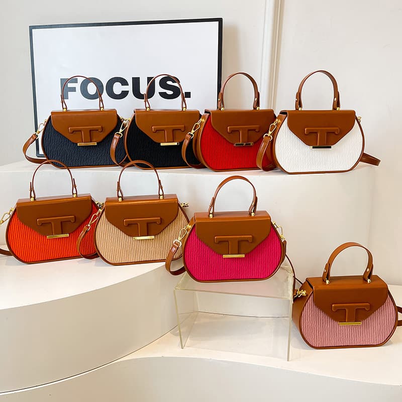 Cross-Border Bags for Women New High-End Contrasting Color Handbags Fashion Trend Splicing Single Shoulder Crossbody Box Bag