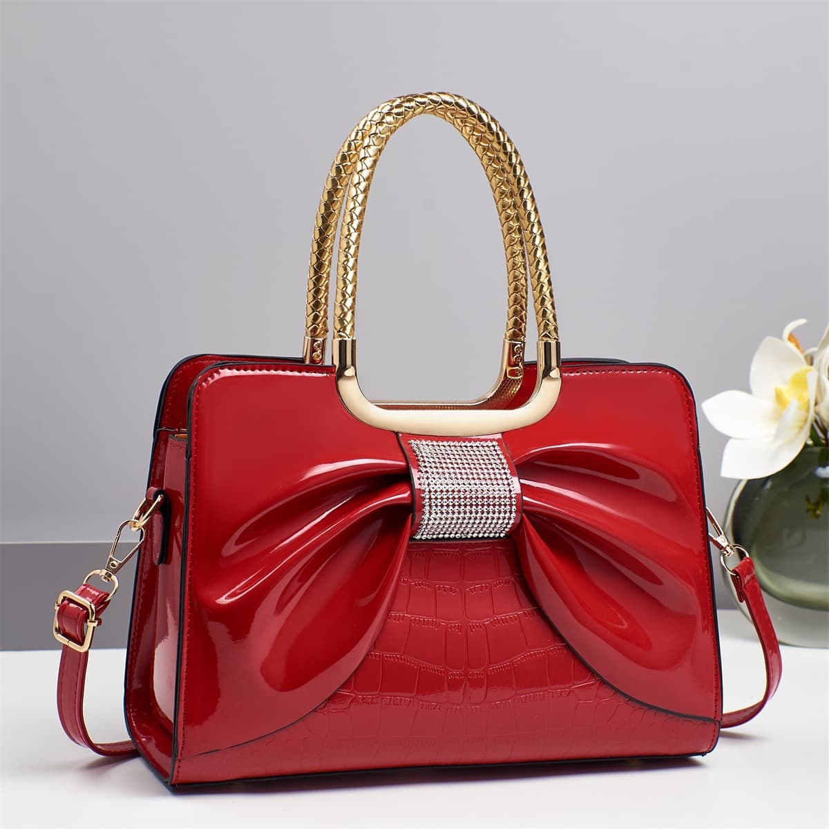 Bow Design Handbag, Simple and Sweet Shoulder Bag, Fashionable Commuter Casual Crossbody Bag, Cross-Border Bag