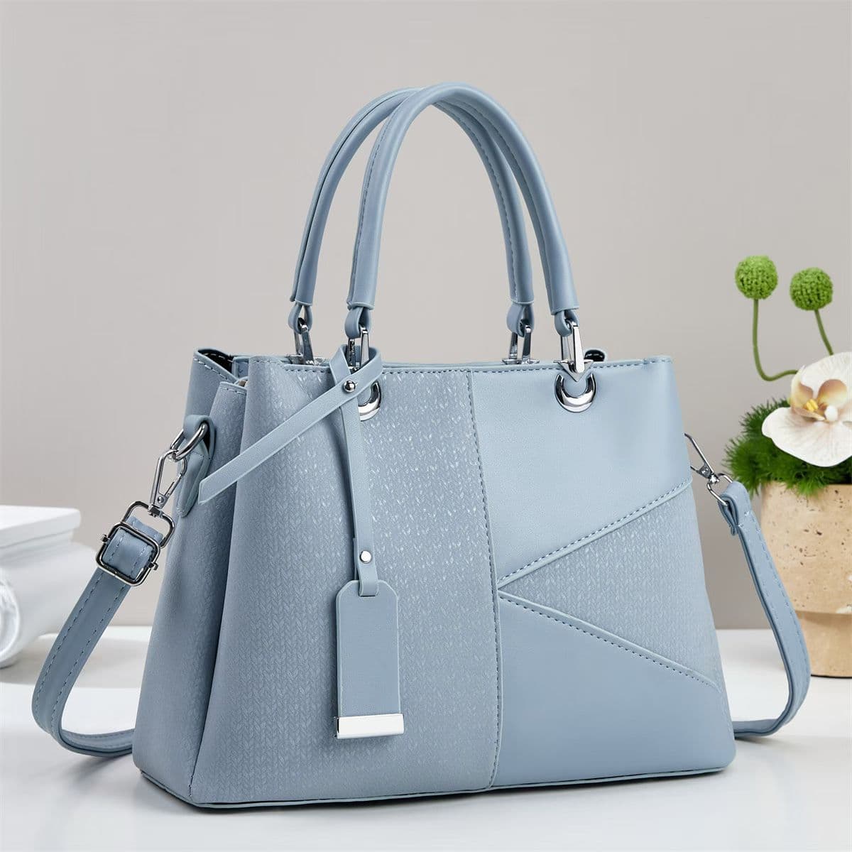 Cross-Border Style High-End Pebbled Flip-Top Handbag for Mom Trendy Color-Blocking Versatile Fashion Women's Bag