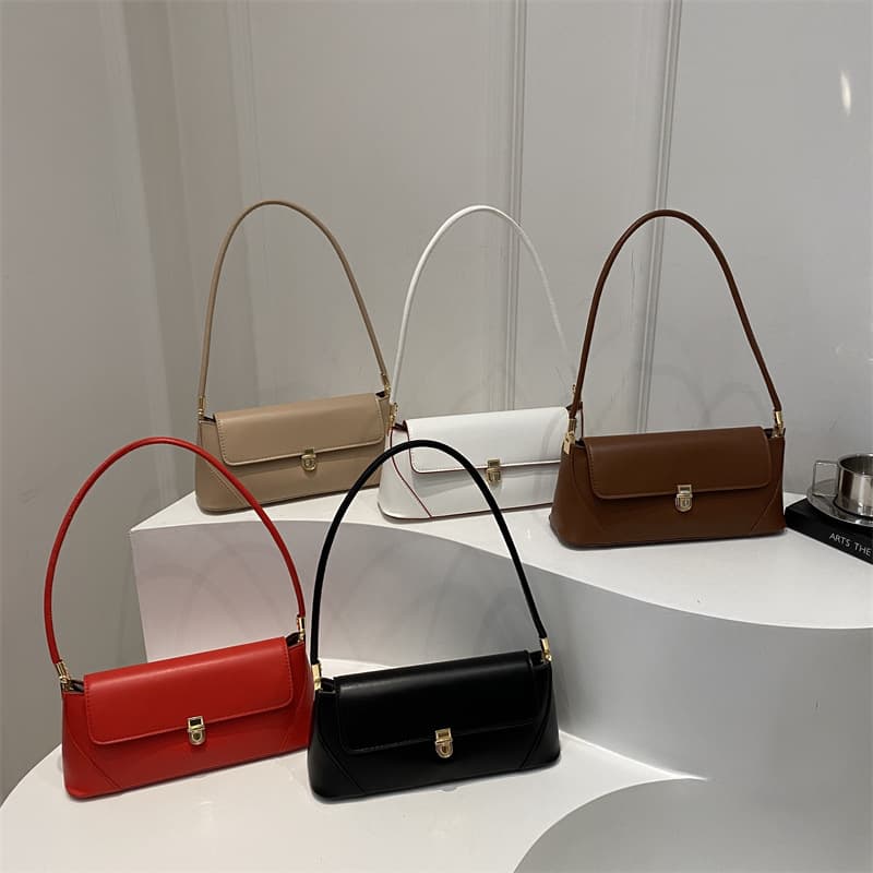 Summer New Fashion Simple Women's Bag Trendy Shoulder Bag Women's Textured Baguette Bag Small Square Bag