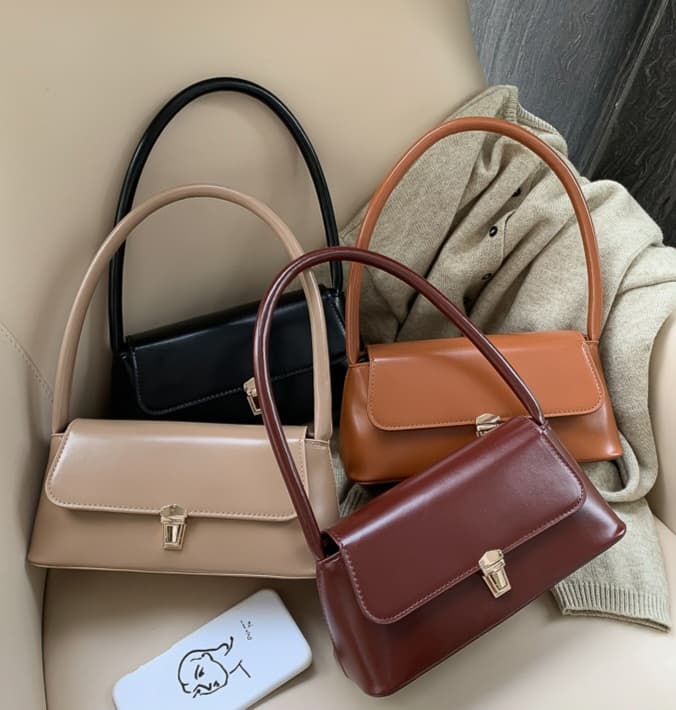 Cross-Border Popular Women's Bag, Autumn and Winter Baguette Bag, Fashionable Retro Underarm Bag, Versatile and Elegant Handbag, Stylish Shoulder Bag