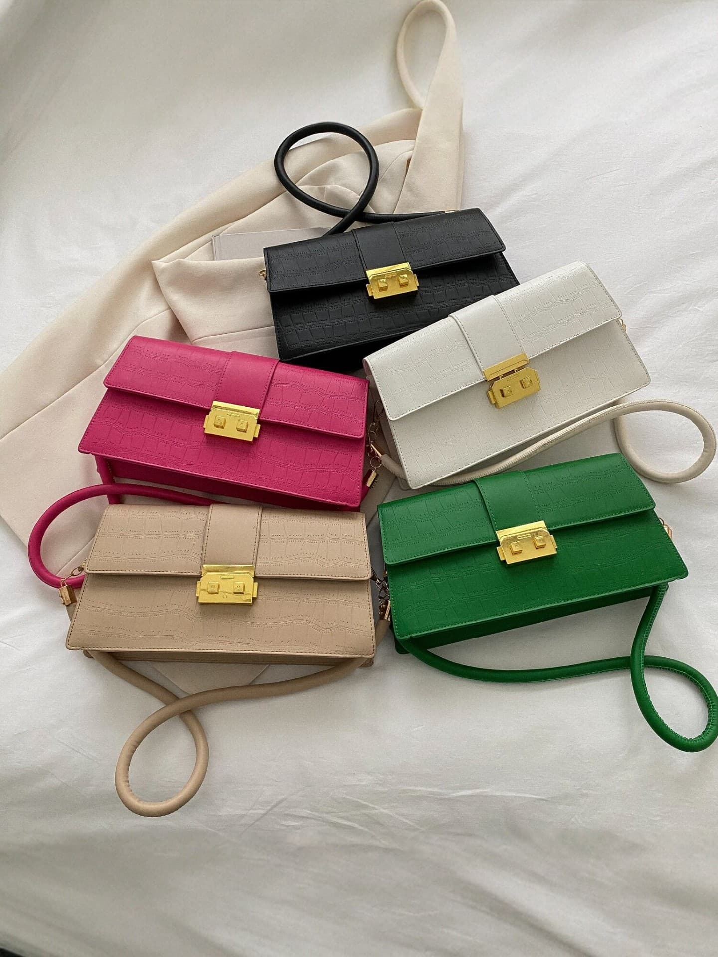 Trendy Women's Handbag Autumn and Winter New Stone Pattern Shoulder Bag Fashionable Simple Lock Underarm Bag Women's Crossbody Bag