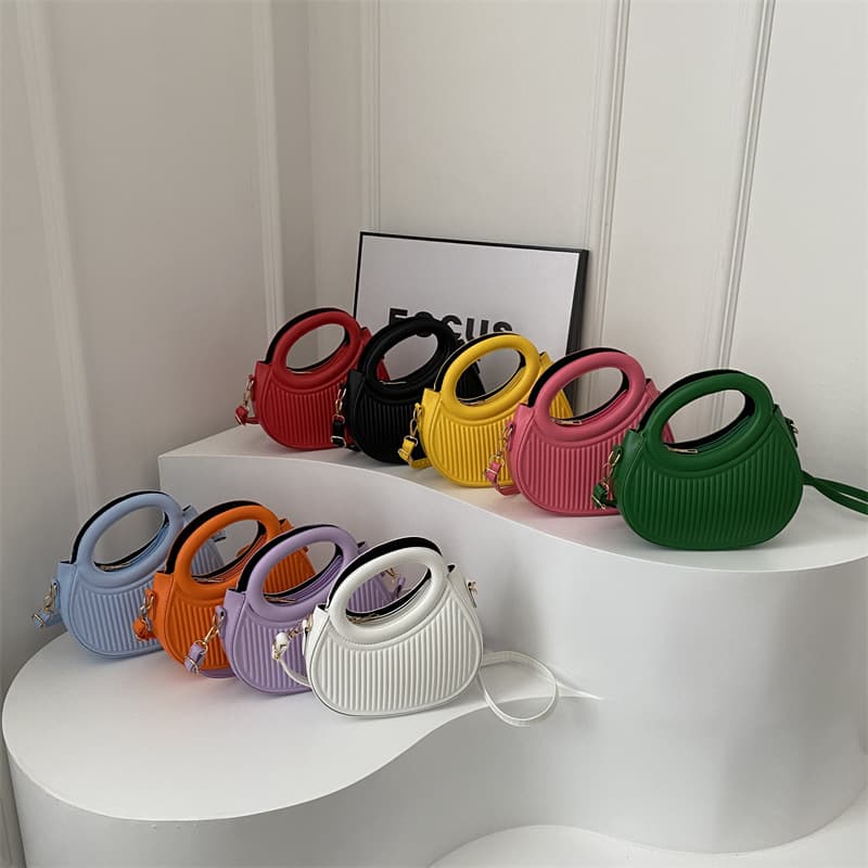 Women's Bag New Model High-End Striped Dopamine Saddle Bag Niche Design Handbag Shoulder Crossbody Bag
