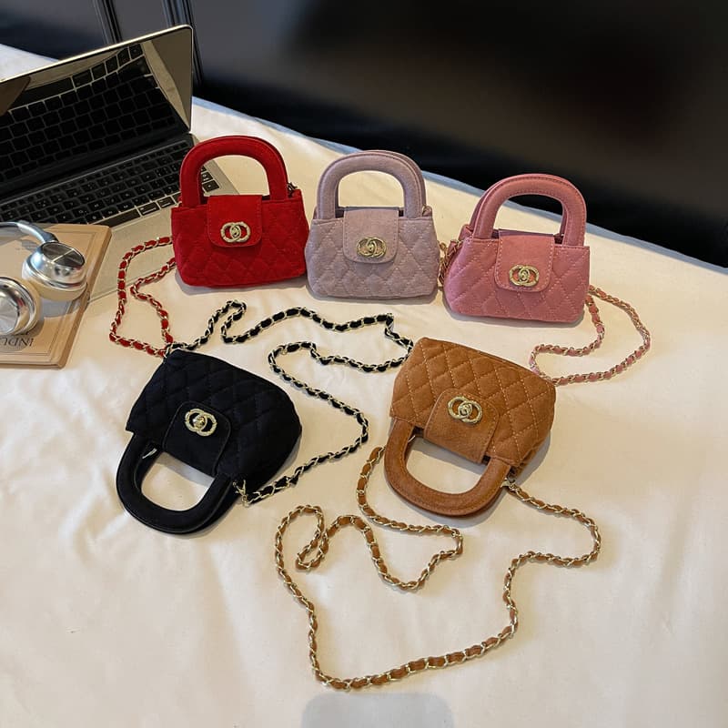 Cross-Border Suede Mini Small Fragrance Handbag High-End Princess Light Luxury Niche Korean Style Rhombus Children's Crossbody Bag