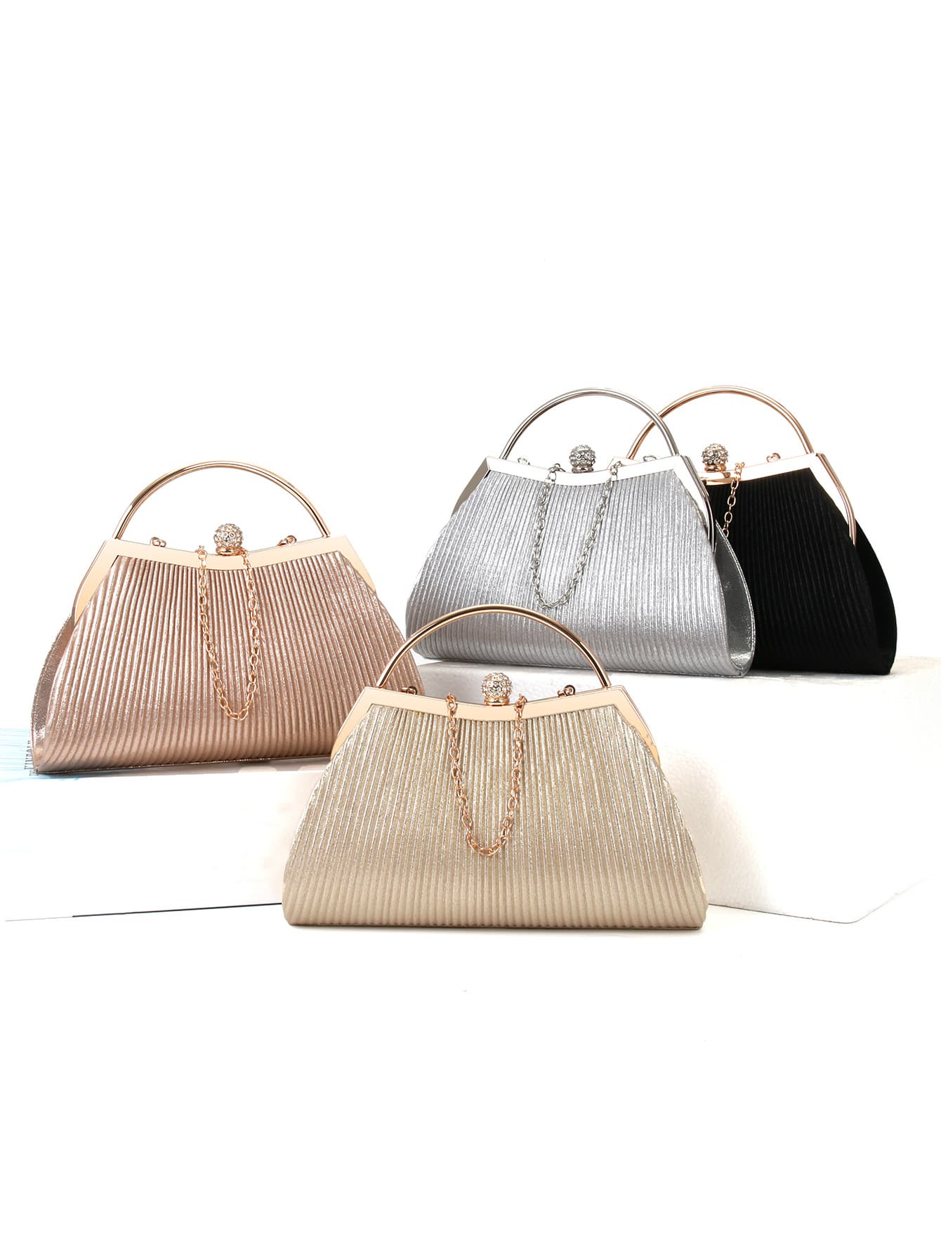 Factory Women Clutch Cross Border Diamond-encrusted Evening Bag wedding clutch bag Press-folded metal handbag