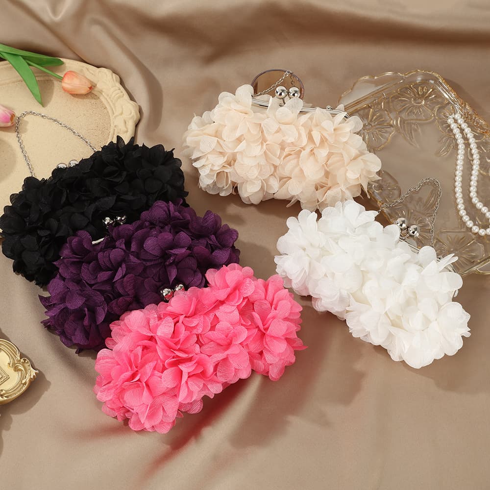 Light Luxury Style Sweet Petal Evening Bag, Festive Wedding, High-End Bridesmaid Bag, Nightclub Style Versatile Clutch Bag