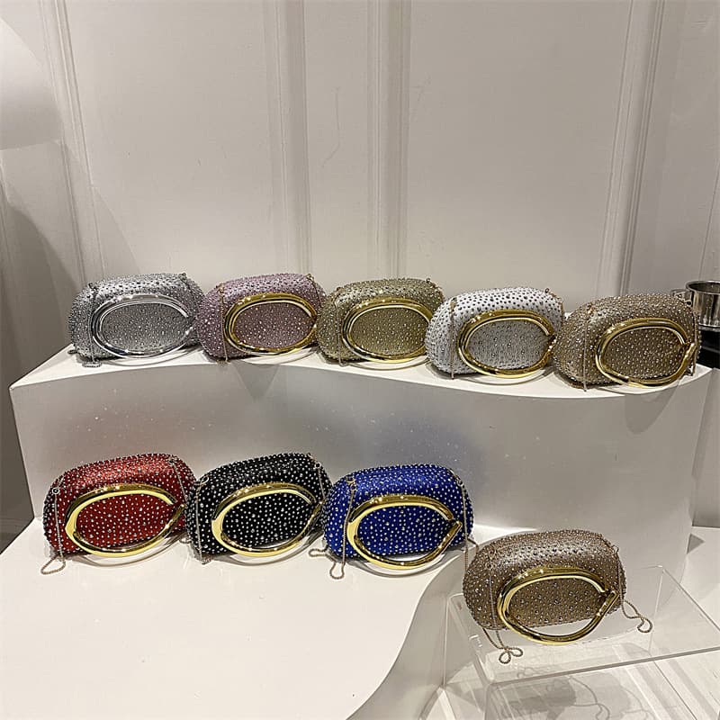 New tide European and American cross-border dinner bag female personality design inlaid hand bag high-end single shoulder diagonal bag