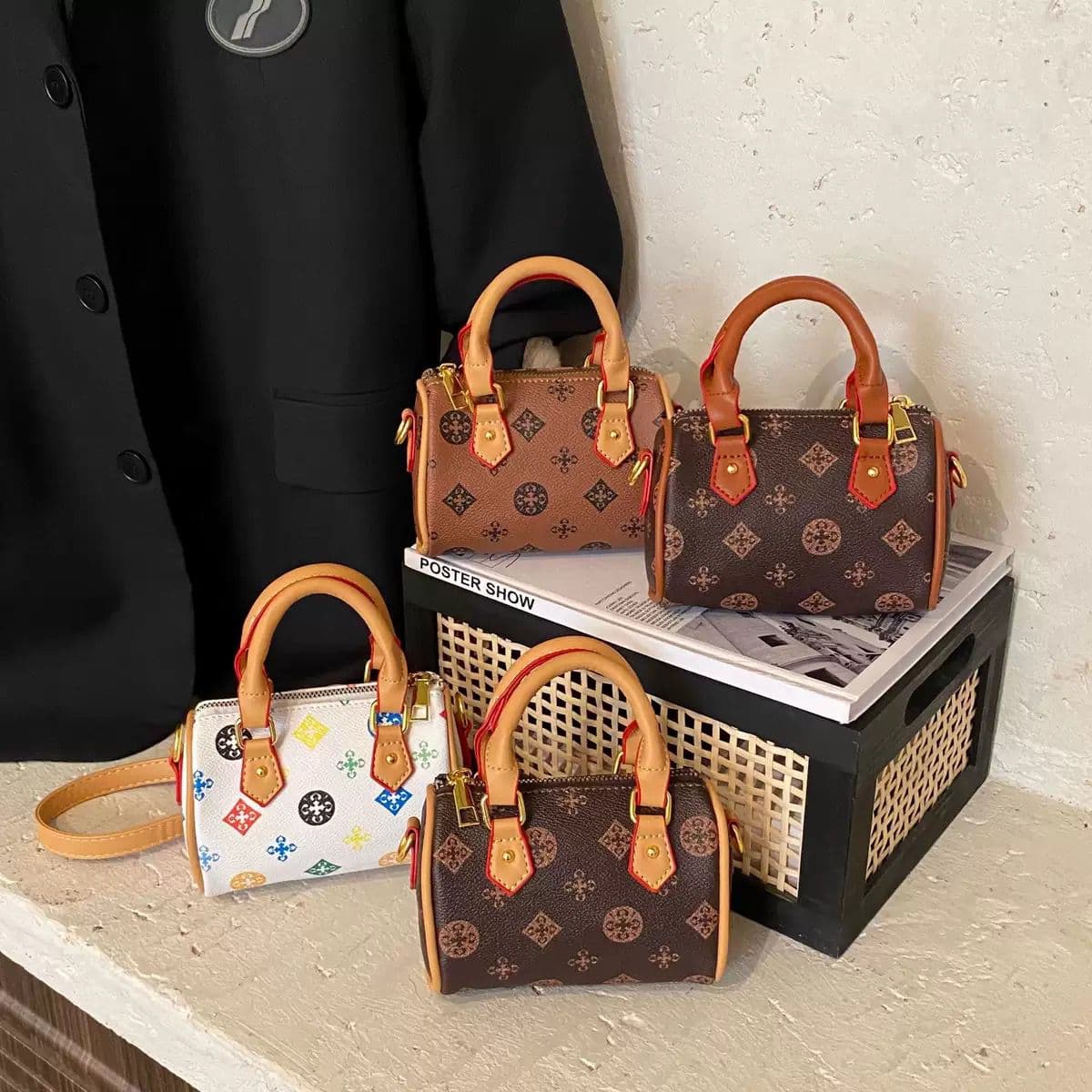 Autumn and winter new hand pillow bag wild print shoulder diagonal bag children's bag fashion mini bag