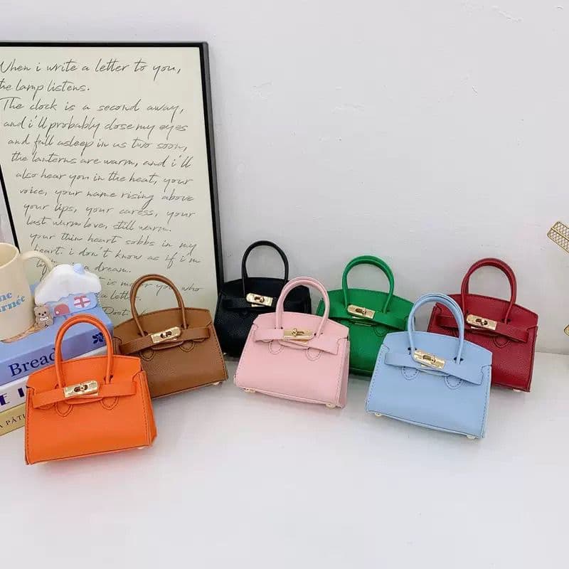 Spring and Summer New Korean Style Children's Handbag Trendy Litchi Pattern Girls' Crossbody Bag Western Style Simple Accessories Bag Shoulder Bag