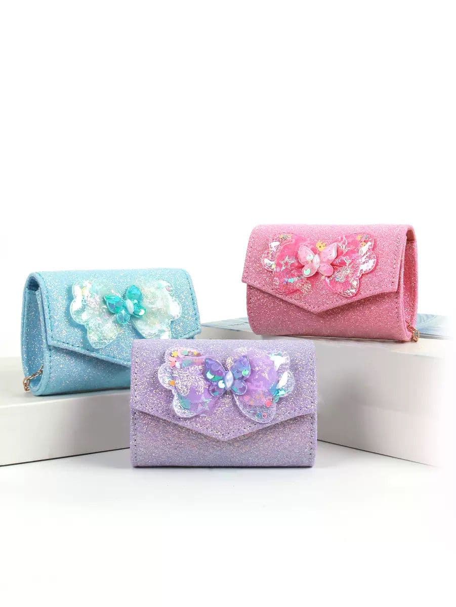 Cross-Border Girls Mini Bow Crossbody Bag Cosplay Shoulder Bag Wedding Hand-Held Sequin Appliqué Evening Bag http