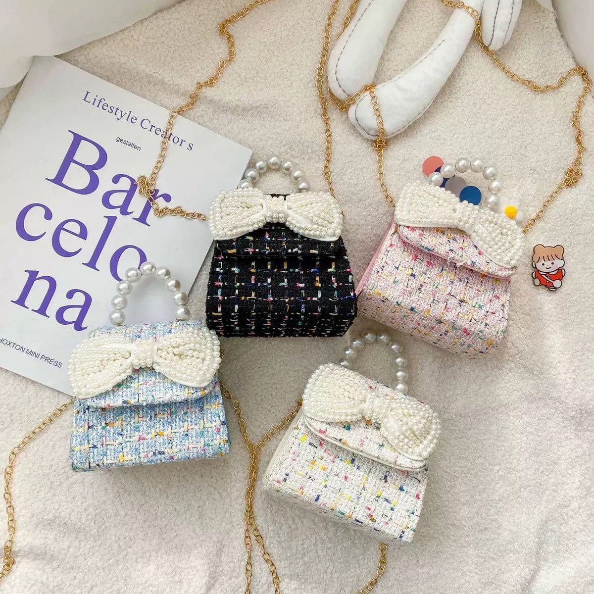 New Children's Bags Cute Girls Pearl Handheld Shoulder Bag Mini Princess Accessories Bag Crossbody Bag