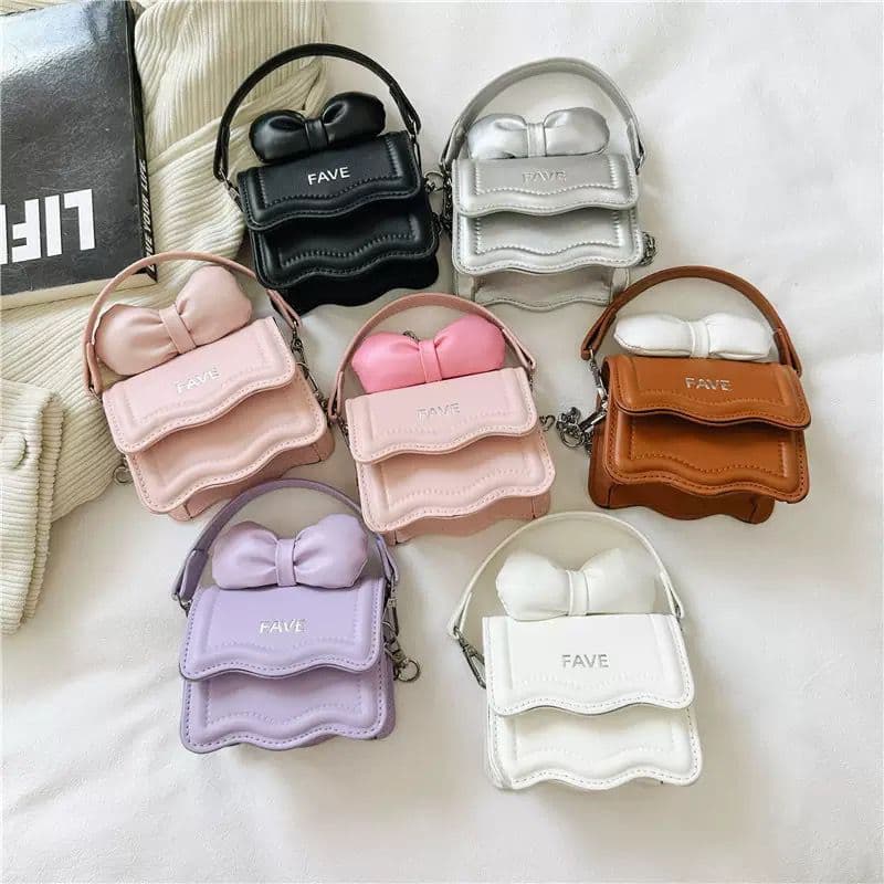 New Children's Mini Square Bag, Female Personalized Bow Handbag, Fashionable Parent-Child Lipstick Crossbody Bag Wholesale