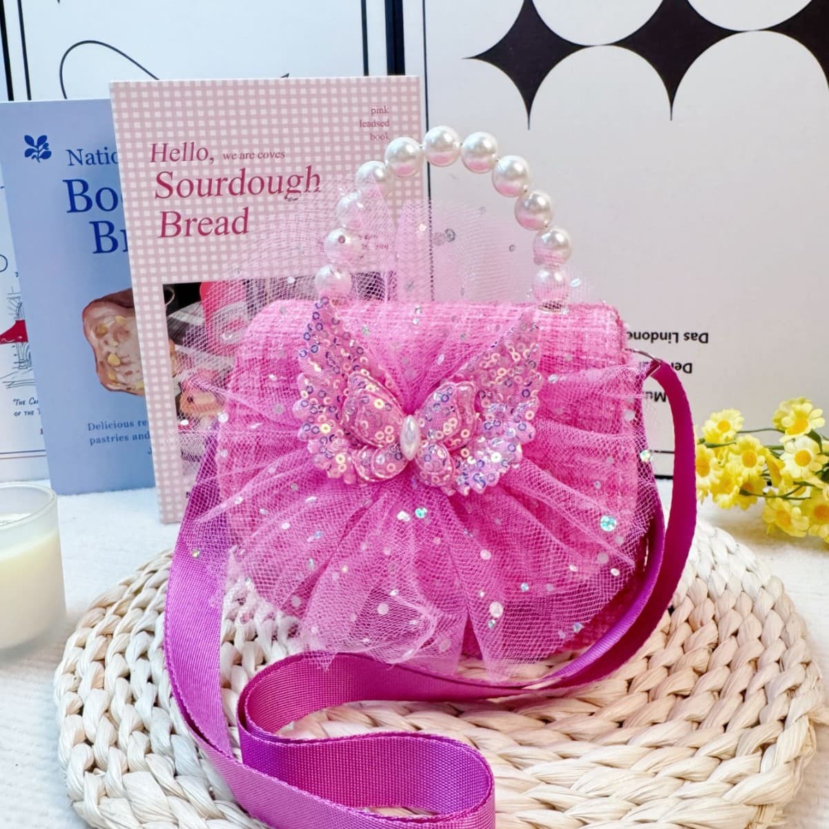 Children's Bags, Cute Girls' Crossbody Bags, Butterfly Pearl Handbags, Little Girls' Cartoon Princess Rabbits, Versatile