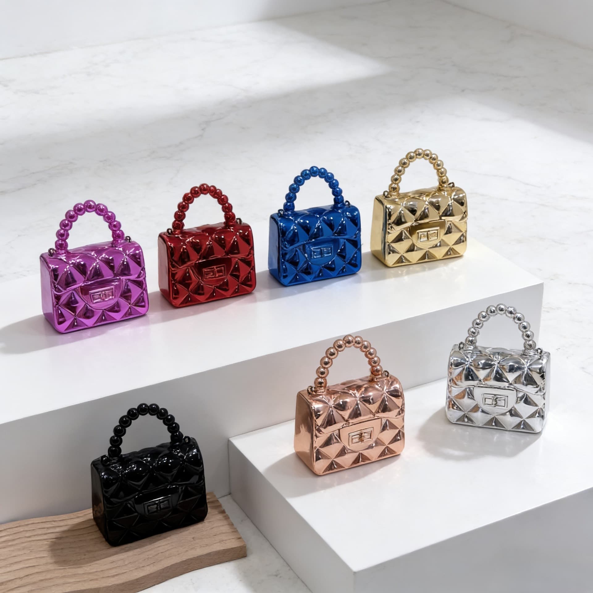 Cross-border new dinner mini bag sequins solid color acrylic handbag fashion shoulder Messenger red children's bag