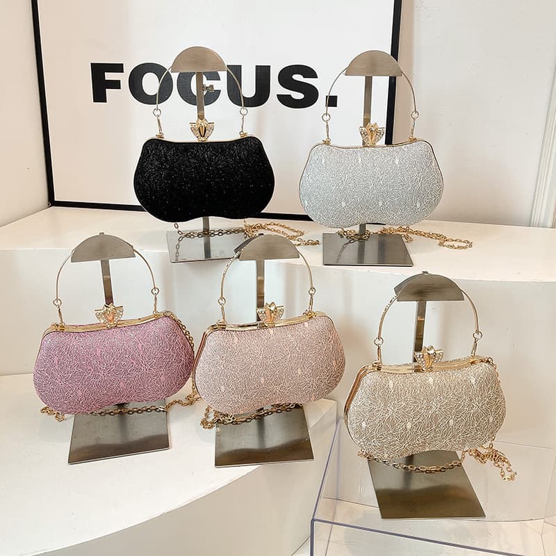 Niche Luxury Diamond-Encrusted Evening Bag New Trendy Texture Chain Handbag Versatile Hard Shell Women's Crossbody Bag