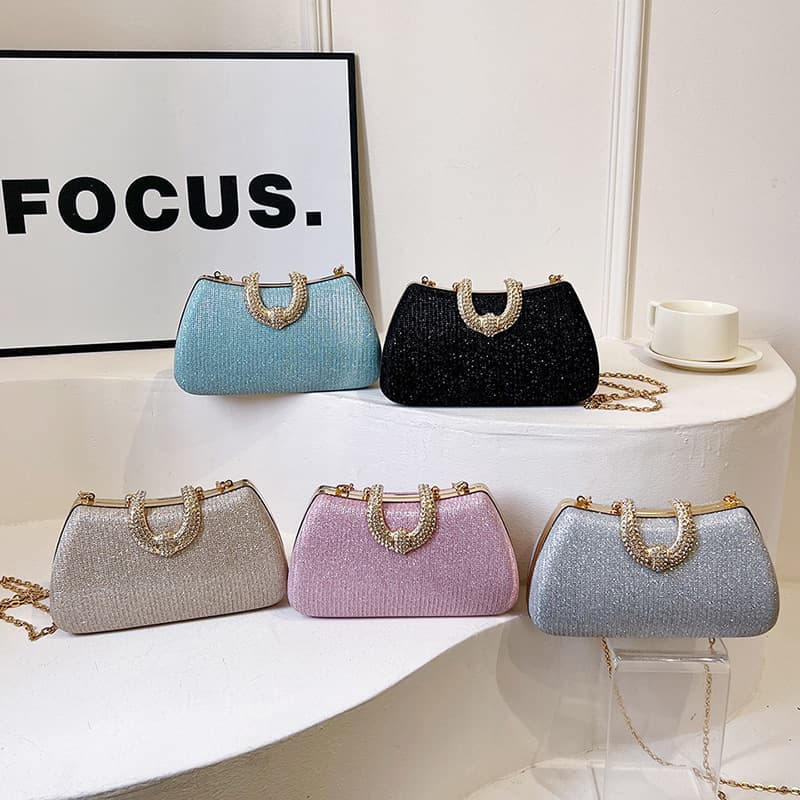 Cross-border bags Niche Bright Diamond Cosmetic Bag Women's All-match Fashionable Chain Box Bag High-end Messenger Dinner Bag